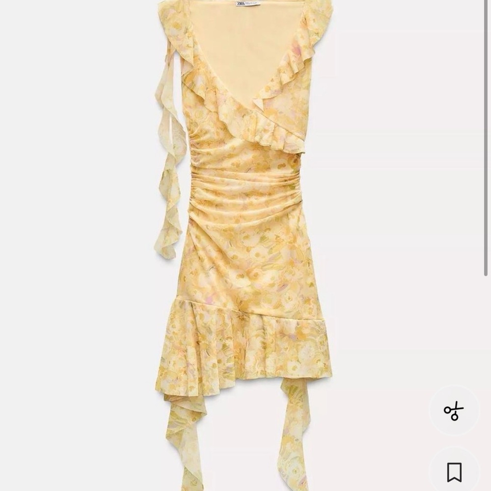 Zara Asymmetrical Yellow Floral Dress